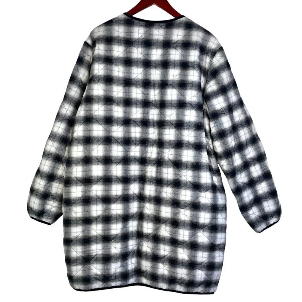 Levi's plaid quilted jacket coat longline oversized black white mens large